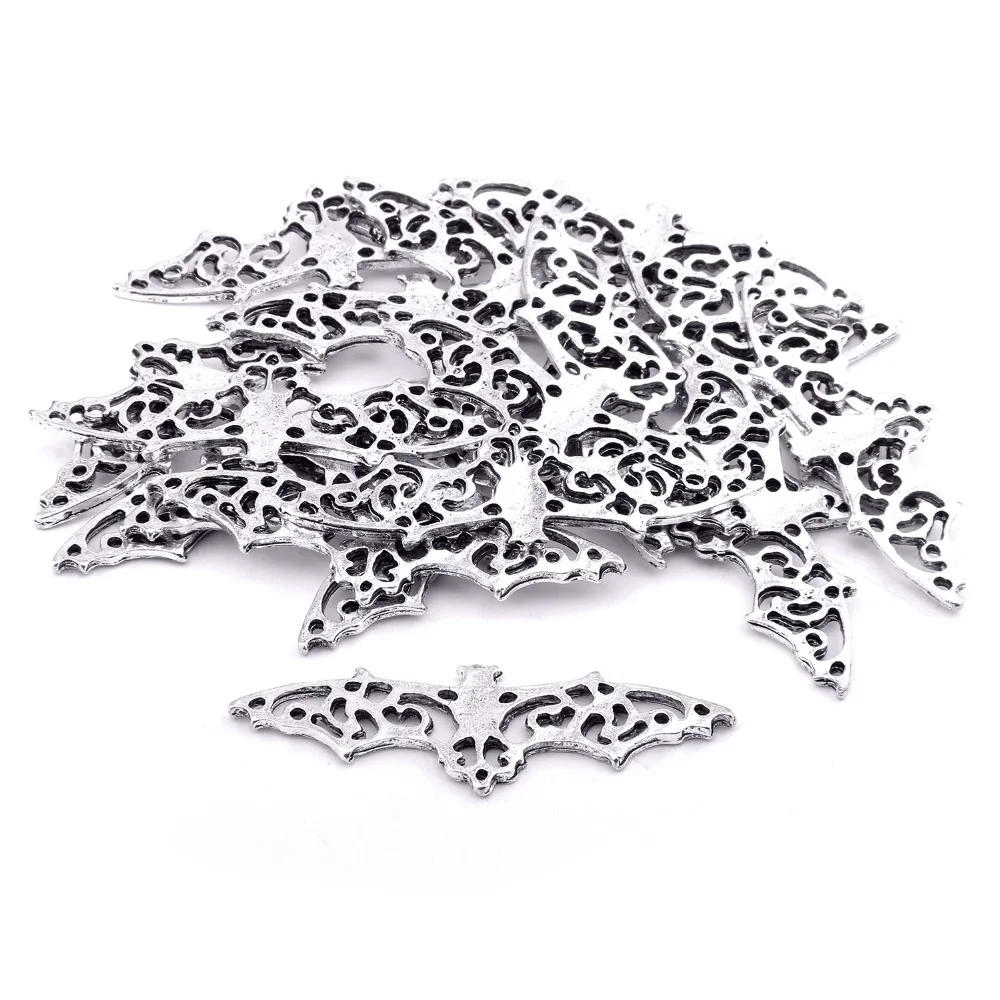 

Vinswet Antique Alloy Silver Bat Charm Pendants for Bracelets Jewelry Making Findings DIY Charms Handmade 10 Pcs 18*54MM