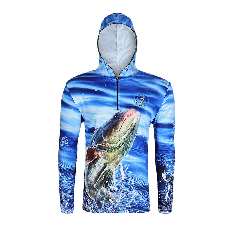 

Fishing Shirt Zipper Hooded Clothes Long-sleeved Insect-proof Sunscreen Breathable Quick-drying Camping Fish Clothing Jacket