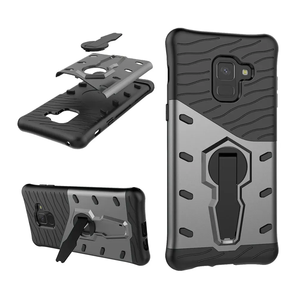 

Hybrid case For Samsung Galaxy A8 A8Plus 2018 Hard With stand Armor Silicon+PC Shockproof protect cover for samsung a8 plus 2018