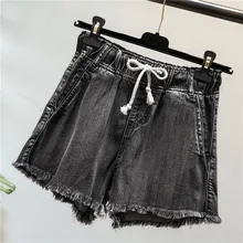 Большие размеры женские Летние повседневные джинсовые шорты микро-рог свободные шорты из денима женские 1897