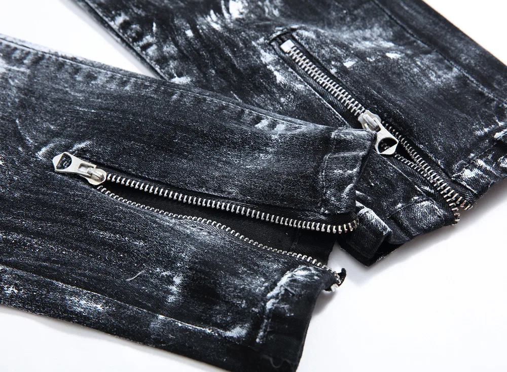 QoolXCWear, джинсы на молнии для мужчин, обтягивающие, разрушенные, известный, тонкий, фирменный дизайн, хип-хоп, Swag Tyga, черные, белые, в стиле пэчворк, байкерские джинсы