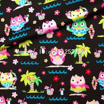 

145cmx100cm Cotton Sateen Fabric for handmad, cloth - Owl,tree and flower (336)