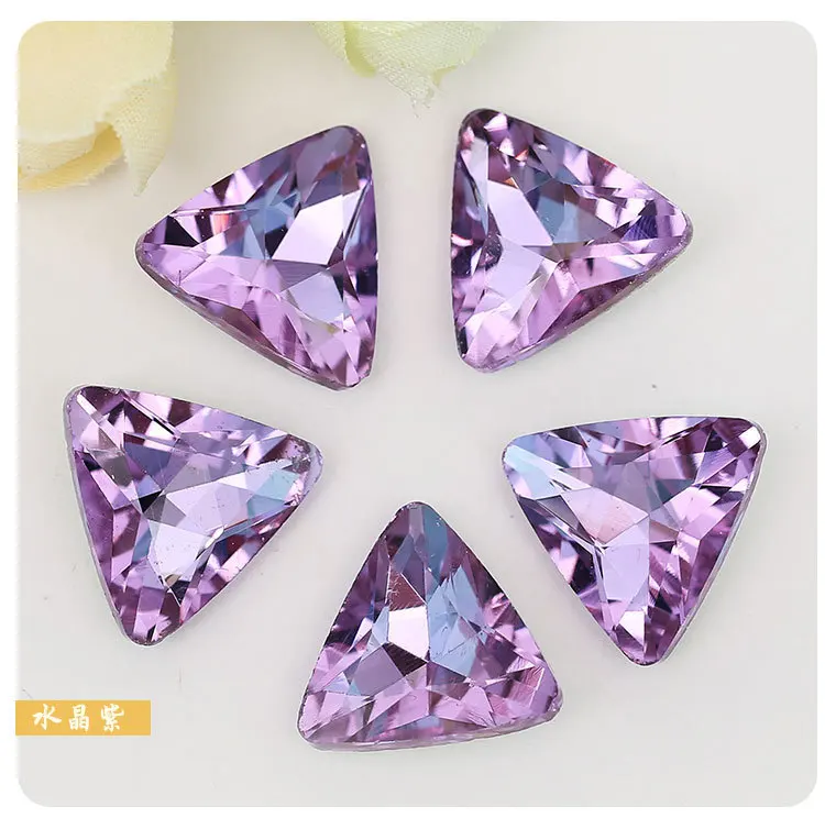 Кристалл фиолетовый trianglar остроконечное дно стекло кристалл горный хрусталь DIY