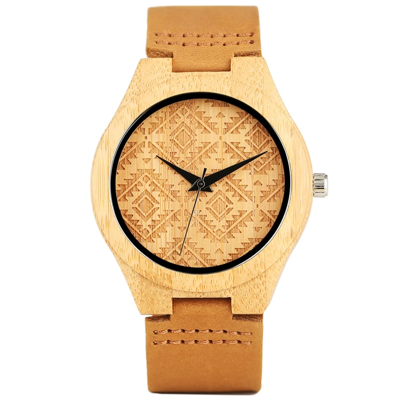 

Fashion Natural Wooden Watch Modern Women Men Genuine Leather Quartz-watch Reloj Hombre 2019 Clock Male hour relogio Masculino