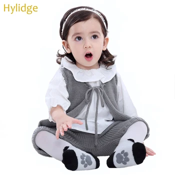 

Hylidge Baby Girl Boy Knitted Set Cute Intants Kids Knit Belts Vest Pants Sets Lovely Sleeveless Toddler Infants Clothing Set