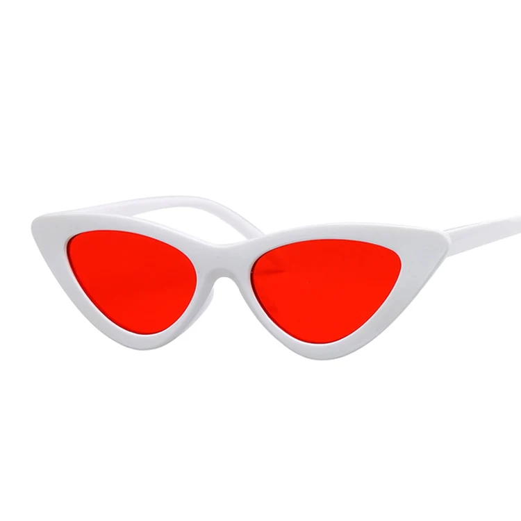 Солнцезащитные очки "кошачий глаз" для женщин, фирменный дизайн, Ретро стиль, солнцезащитные очки для женщин, винтажные маленькие очки "кошачий глаз", Oculos De Sol - Цвет линз: White Red