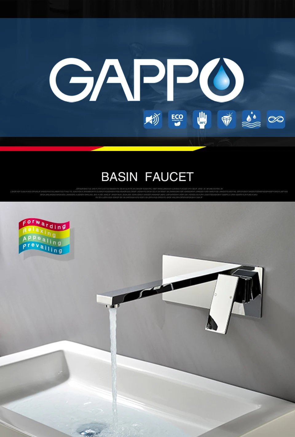 GAPPO кран для раковины, настенный смеситель для ванной комнаты, кран для водопада, хромированный Черный кран для раковины torneira