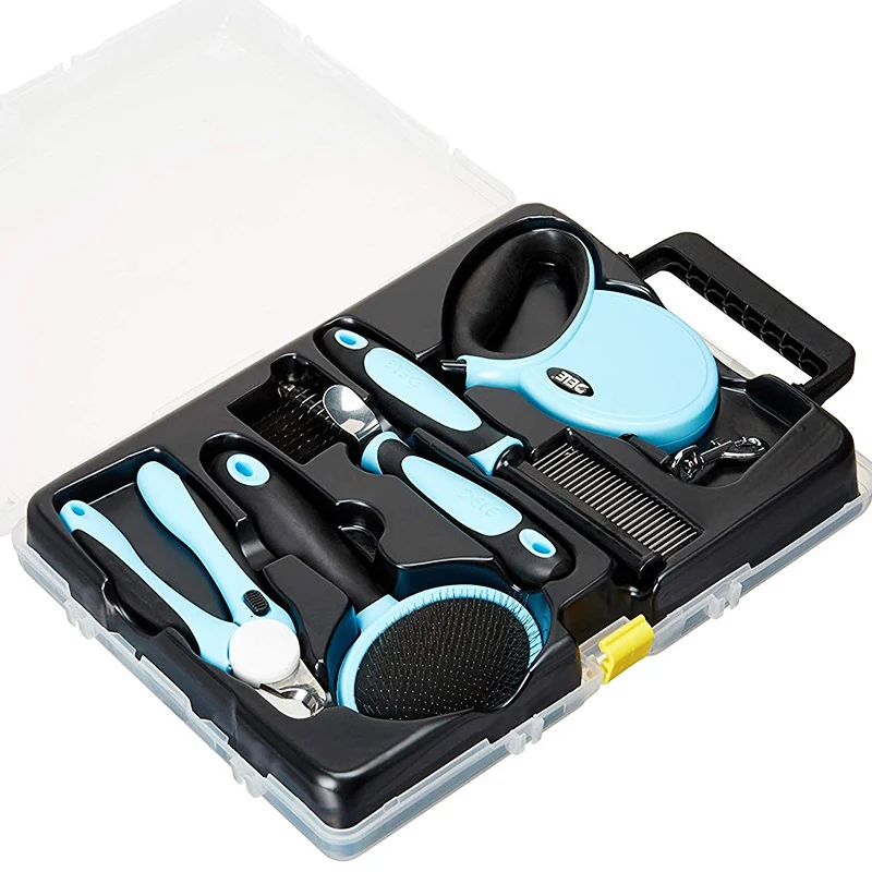 Professional Pet Dogs Cats Grooming Kit Box - Deshedding Grooming Brush Comb Nail Trimmer Clipper D