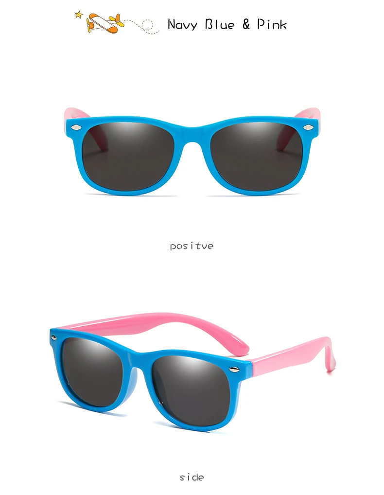 Длинные Детские поляризованные солнцезащитные очки для мальчиков и девочек, модные солнцезащитные очки UV400, детские солнцезащитные очки Gafas Infantil - Цвет линз: navy blue pink