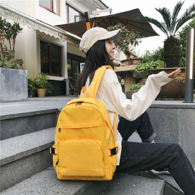 

fashion women cute solid color school backpacks 2019 new arrival pink black red casual female zipper students shoulder bags
