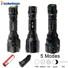 Перезаряжаемый светодиодный светильник T6 XML L2 Q5, водонепроницаемый, 5 режимов, 18650 аккумулятор, тактический, для охоты, кемпинга, велосипеда, светильник-вспышка 15