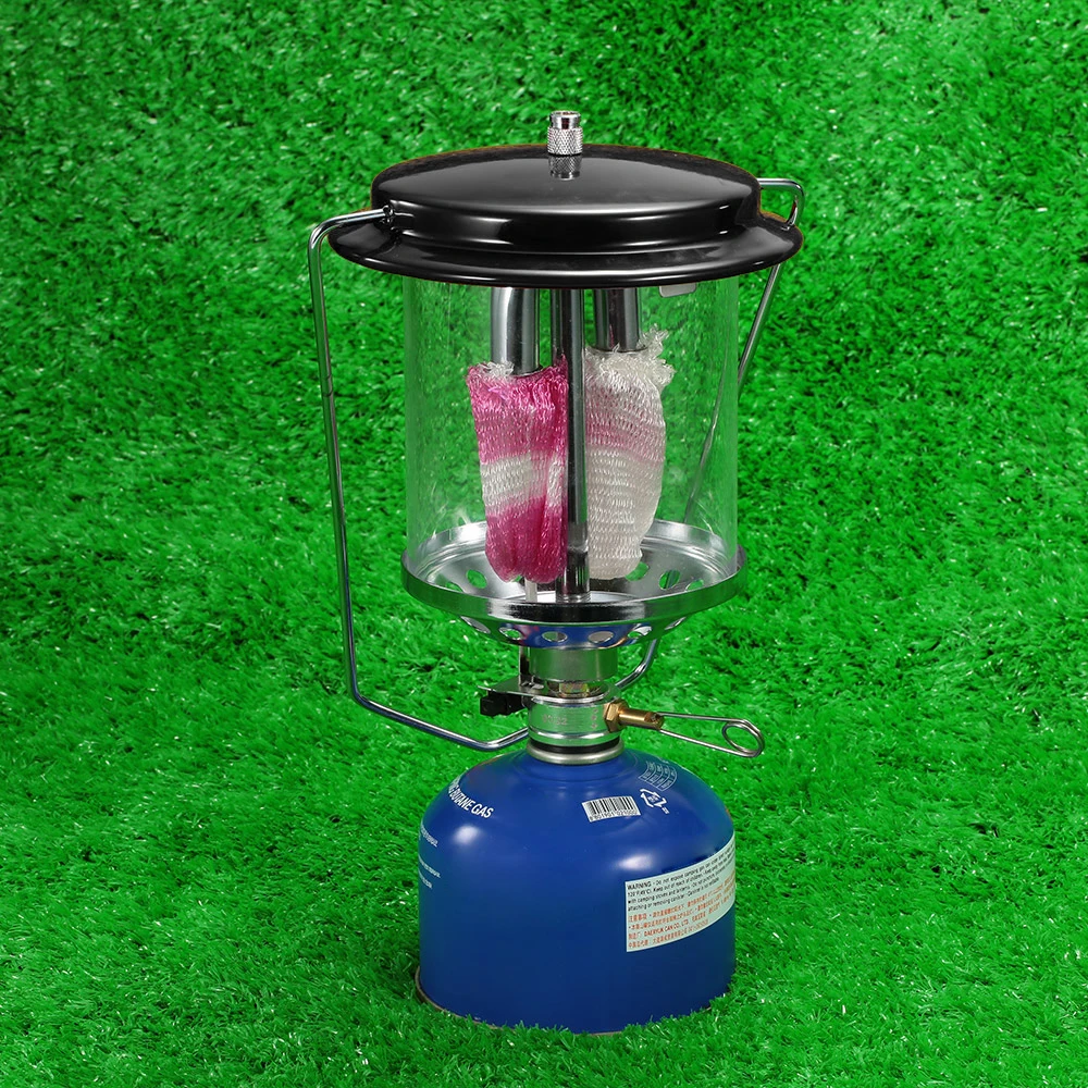 Outdoor Camping Double Mantle Butane Gas Lantern Lamp Mini 140lux