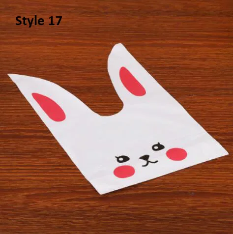 24 различных стиля кролик подарочная упаковка конфет мешки для упаковки партия поддерживает поставки, 100 шт милые заячьи уши пищевые сумки с поворотными галстуками - Цвет: Style 17