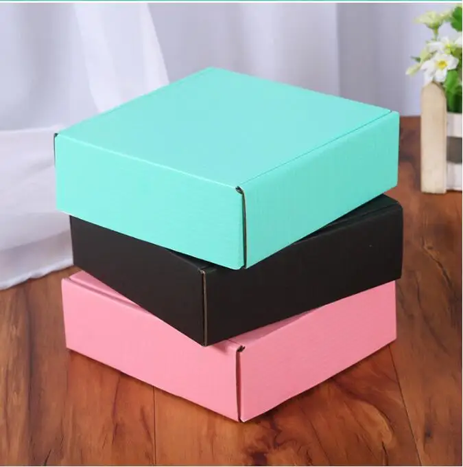 10 шт Ящики из гофрированного картона для упаковки розовый серый зеленый синий Подарочная бумажная коробка квадратные картонные упаковочные коробки упаковочная коробка