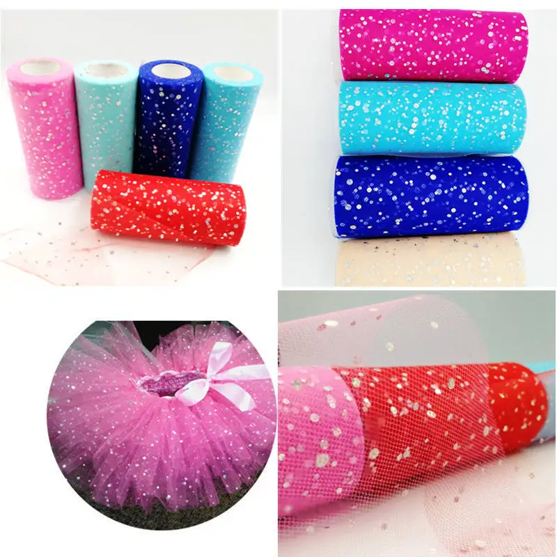 

25Yards Glitter Sequin Tulle Roll Wedding Decoration Gold Laser Organza Silver Sparkly Glitter Sequin Tulle Mesh Party Supplies
