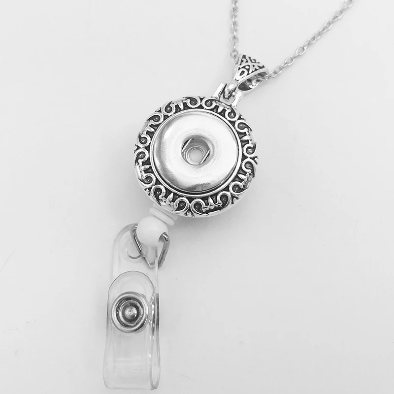 Badge Reel ID holder, retractable badge holder, interchangeable snap on jewelry ( fit 18mm 20mm