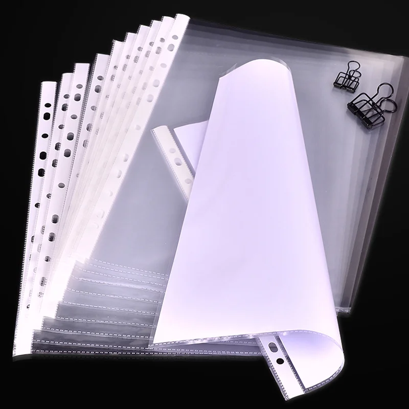 100 шт 11 отверстий пластиковые перфорированные папки для документов формата А4 рукава Untral тонкий лист документов листы протекторы для подачи продуктов