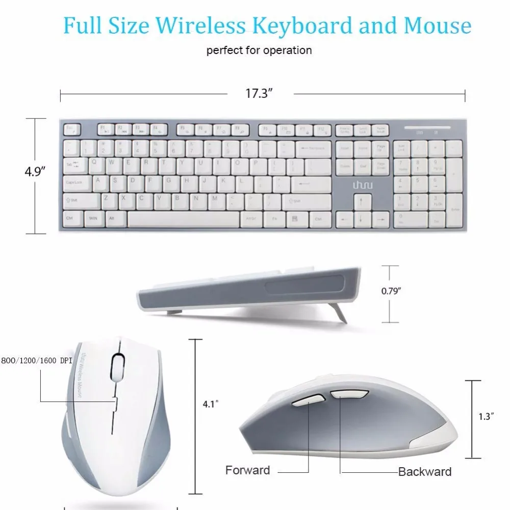 UHURU беспроводная клавиатура и мышь Combo 2,4 ГГц энергосберегающая USB беспроводная клавиатура и мышь для ноутбуков ПК Компьютерные аксессуары
