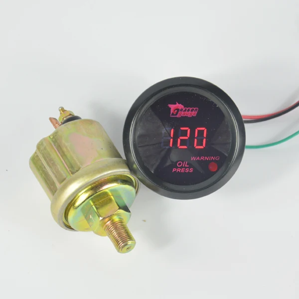 52MM Red LED Backlight Digital Oil Pressure Gauge Universal Oil