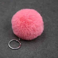 8CM Fluffy Ball Fur Pompom Key Chain Pompom Artificial Rabbit Fur font b Keychain b font