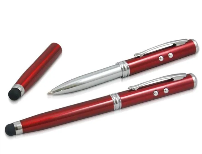 10pcs/lot 4in1 LED Laser Pointer Torch Touch Screen Stylus Ballpoint