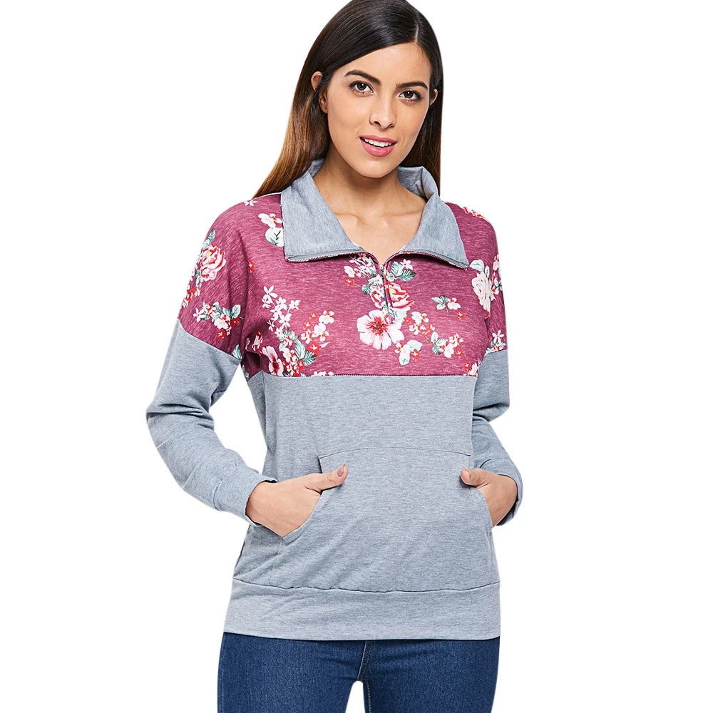 Kangaroo Pocket Printed Sweatshirtin Hoodies & Sweatshirts from Women