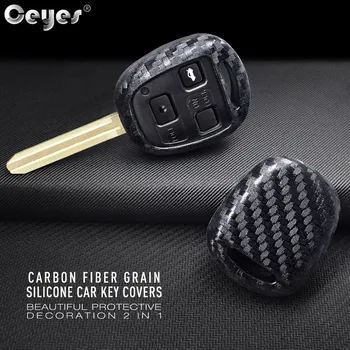 

Ceyes Car Styling Accessories 3 Buttons Shell Remote Fob Stickers Case For Lexus RX300 GS400 ES300 For Toyota C HR Carbon Fiber