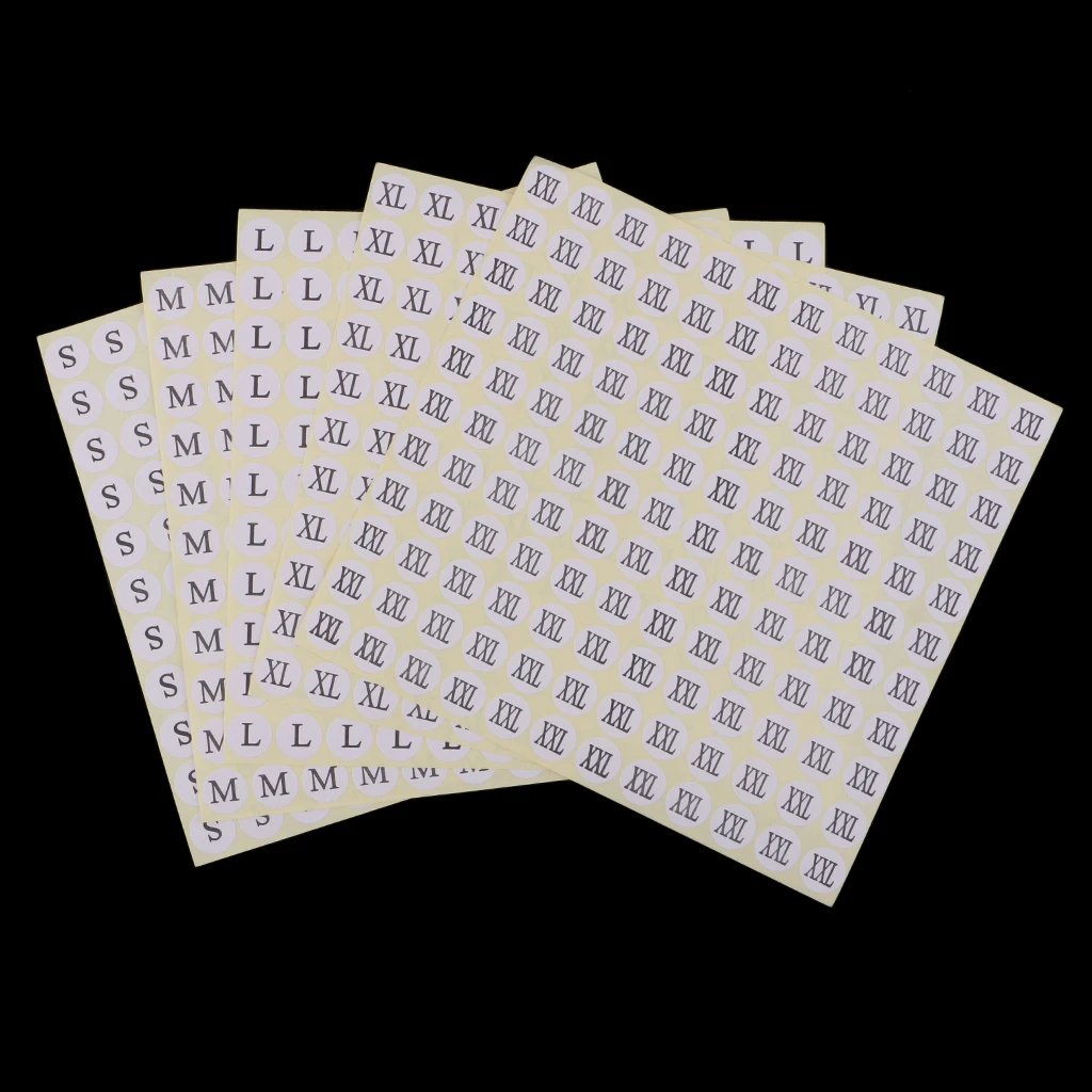 0.5 Inch White Round Retail Clothing Size Label Adhesive Apparel Size Stickers A Set of 15 Sheets S M L XL XXL Total 75 Pieces