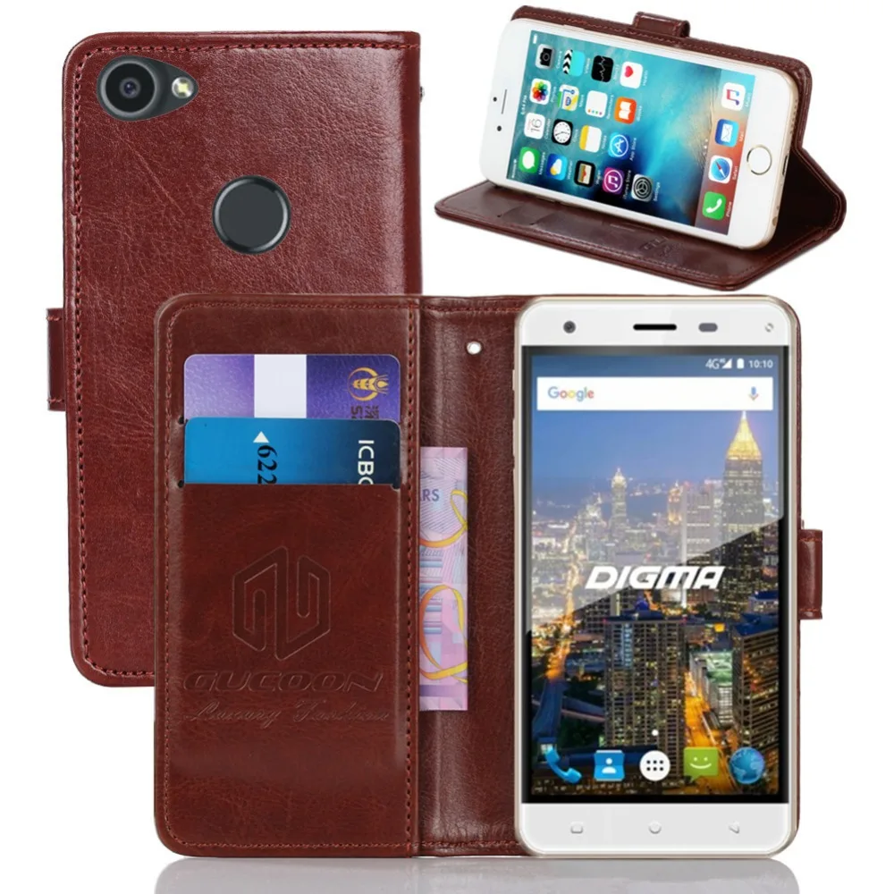 

GUCOON Vintage Wallet Case for Digma CITI ATL 4G 5.0inch PU Leather Retro Flip Cover Magnetic Fashion Cases Kickstand Strap