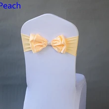 Персик Цвет атлас бант на стул Подвязка из спандекса для стула галстук бабочка лайкра подходят для всех стульев свадебный банкет отель украшение Вечерние