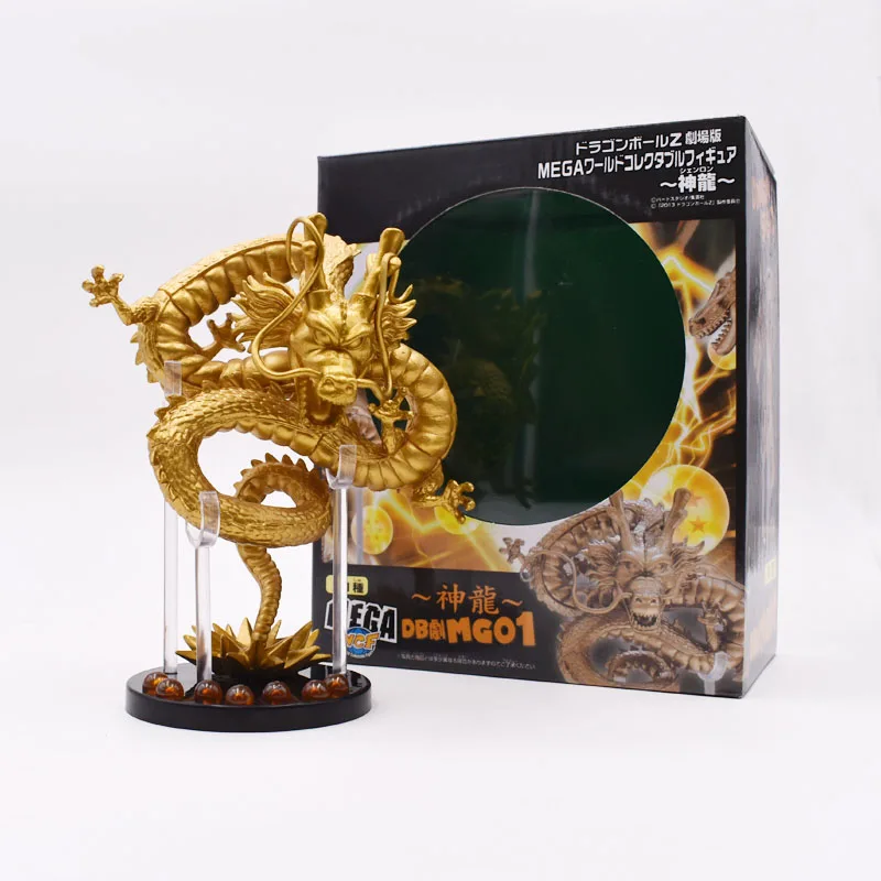 Аниме 15 см Dragon Ball Z ShenRon ShenLong Ultimate Shenron Black Star Dragon Ball Сага ПВХ фигурка Коллекционная модель игрушки - Цвет: Gold With in Box