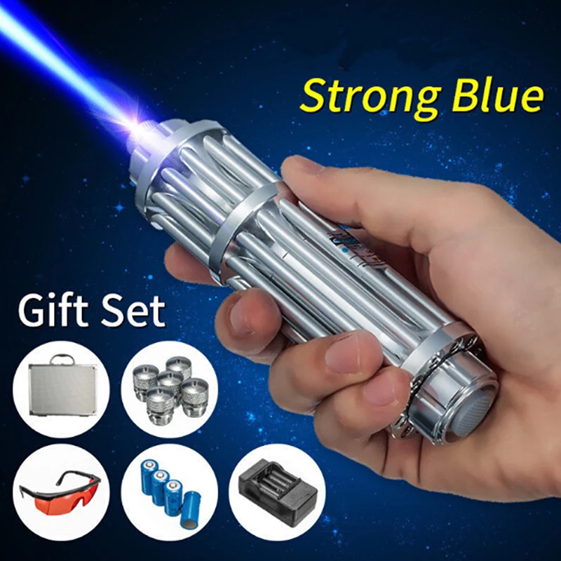 

Plug EU/US 450nm 50000m Blue Light Laser Pointer Pen Strong Beam Focus Cigarette Lighter Flashlight Burn Dry Wood Hunting