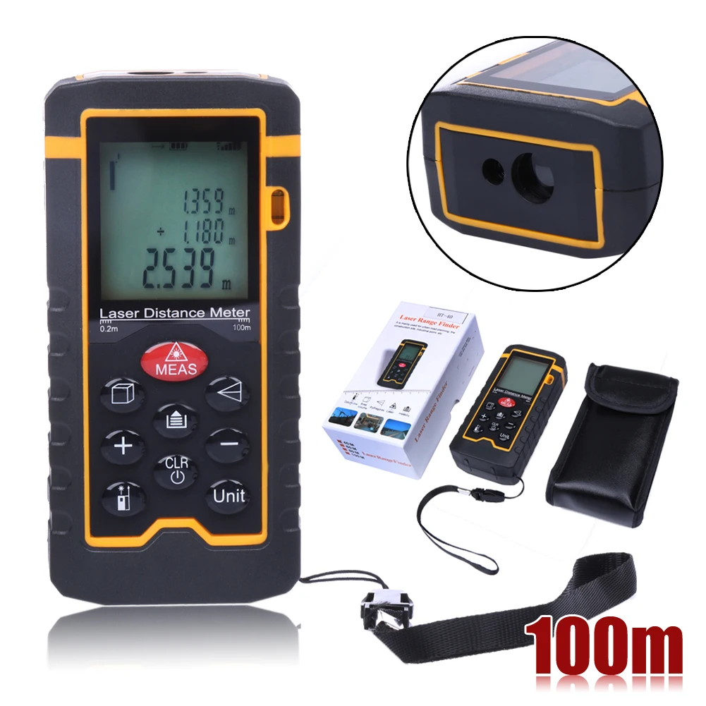 

100M/328ft/3937in Laser Distance Meter Rangefinder Battery-Powered Digital Laser Tape Range Finder Measure Diastimeter Tool
