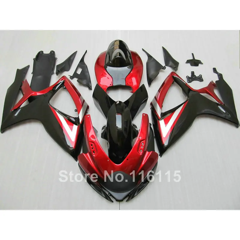 Набор обтекателей для Suzuki GSXR 600 750 K6 K7 2006 2007 красный и черный цвета Обтекатели GSX R600