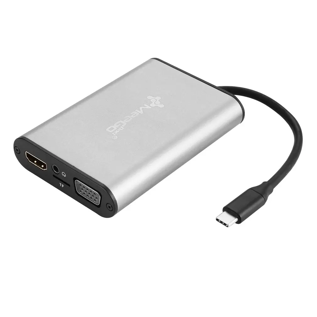 

Meegopad Type-C Hub HD Video HDMI VGA Output Gigabit Ethernet RJ45 Adapter USB 3.0 Ports DSP Support AUDIO TF Cards