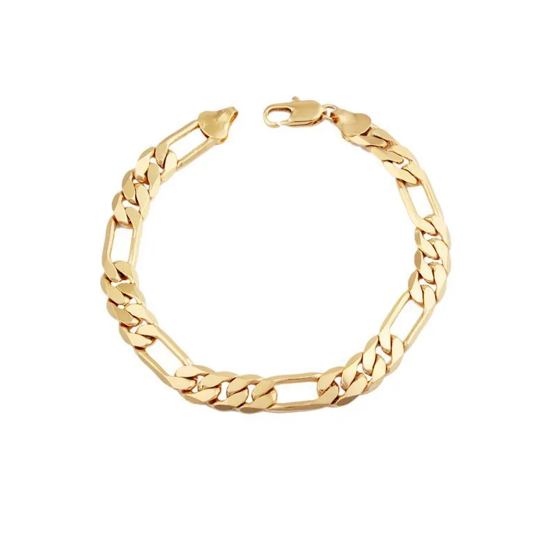 Горячая желтого золота Цвет Фигаро браслет цепочка для мужчин(210*6 мм) с окружающей среды мужчин Тал медь для wo мужчин и мужчин