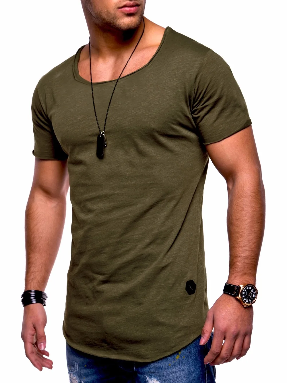 Новое поступление, Мужская футболка с глубоким v-образным вырезом и коротким рукавом, облегающая Мужская футболка, облегающая Повседневная летняя футболка, camisetas hombre