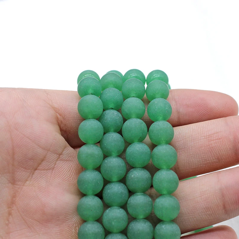 Матовый зеленый бисер из натурального камня aventurine 4 ~ 12 мм круглые шарики