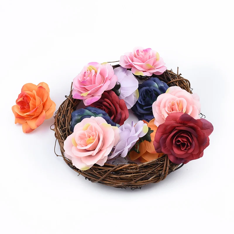 Шелковая головка розы, свадебные аксессуары, скрапбукинг, цветы на стену, сделай сам, венок, Подарочная коробка, Осеннее украшение, искусственные цветы