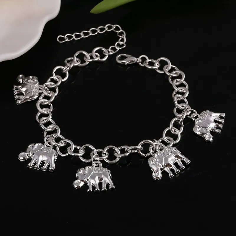 

ZOSHI Vintage Silver Charm Elephant Pendant Bracelets For Women Link Chain Bracelets & Bangles Pulseras DIY Jewelry