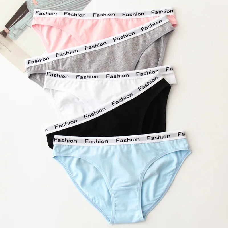 

Maidy Women Panties Sexy Panty Simple Pure Color Cotton Fabric Briefs Plus Size S M L XL 2XL 3XL 5 PCS/PACK #183181