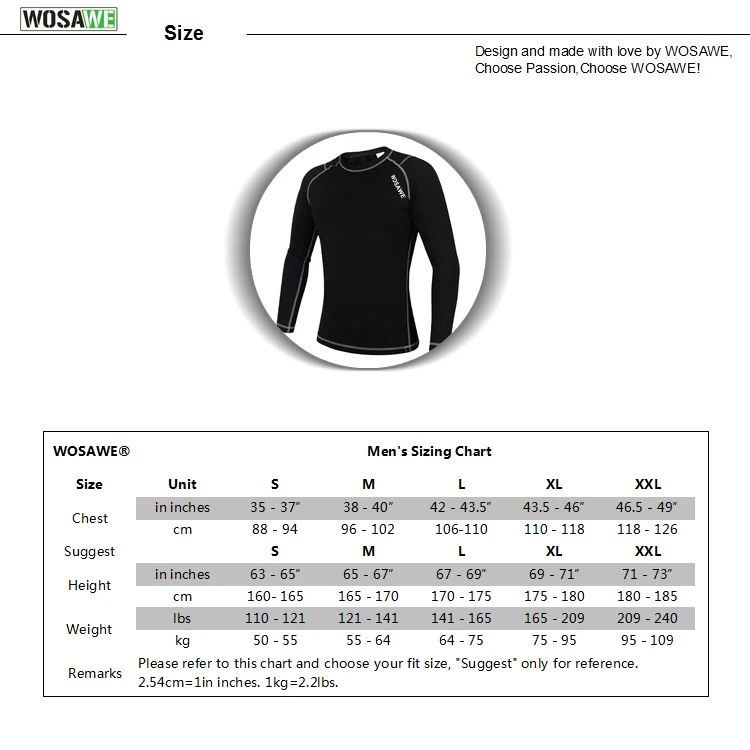WOSAWE Мужская комбинация для мотокросса Защитная футболка для бега фитнес мотоцикл Baselayer нижнее белье с длинным рукавом флис базовый слой