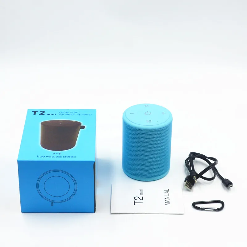 M& J T2 Мини 5 Вт Открытый водонепроницаемый супер бас Bluetooth динамик Портативный беспроводной Колонка громкий динамик s для iPhone samsung - Цвет: Blue With Box