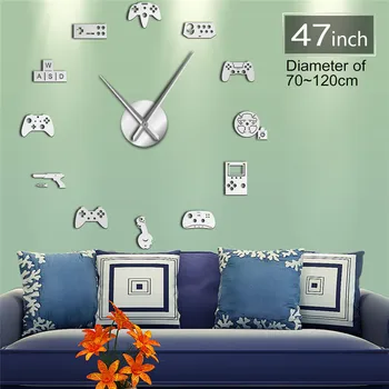 

DIY Silent Movement Wall Clock 3D Removable Acrylic Game Element hanging Clock Fashion Home Decor large Wall Sticker horologe