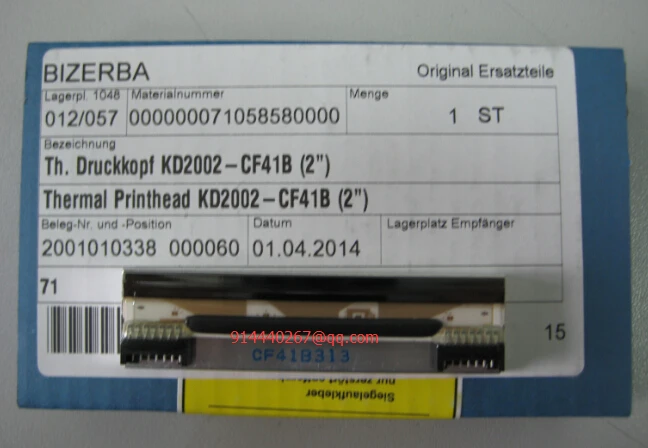 Новые оригинальные печатающая головка для Bizerba KH-800 термоголовка KD2002-CF41B(") KH800