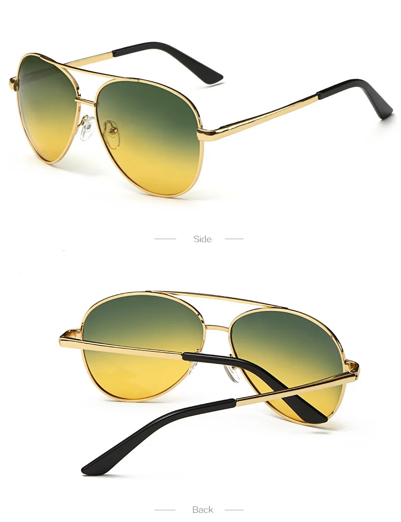 XojoX поляризованные солнцезащитные очки мужские пилот День ночного видения вождения очки антибликовые желтые зеленые линзы ретро