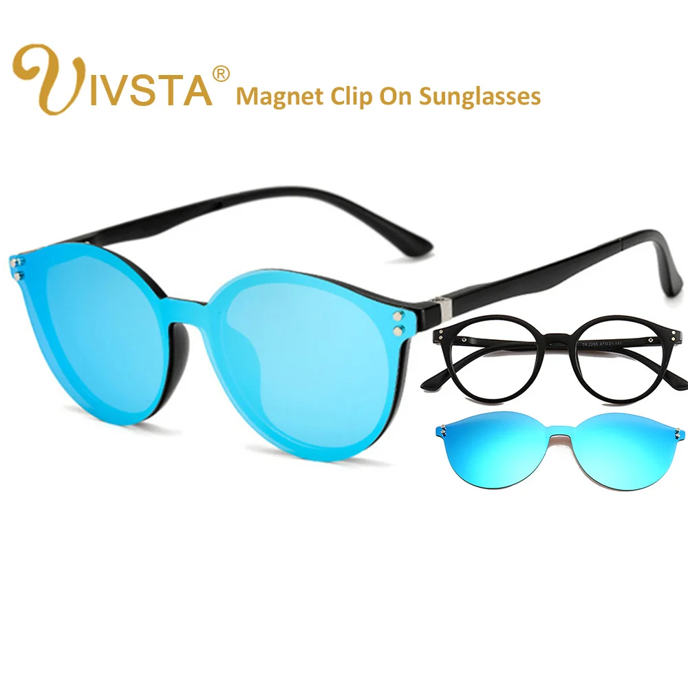 

IVSTA Cat Eye Sunglasses Clip On with Magnet No Hook Integrated Design Super Light Polarized Lenses Mirror Clips Magnetic Frame