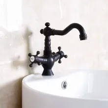 Масло втирают Бронзовый черный цвет поворотный Носик Кухня барная раковина ванная раковина кран горячей и холодной две ручки смесителя anf145