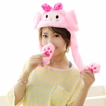 Новая Милая подвижная шляпа с заячьими ушками, милые лампочки, шапка, блестящая, может двигаться, шапка, вечерние, ухоженные кроличья шляпа