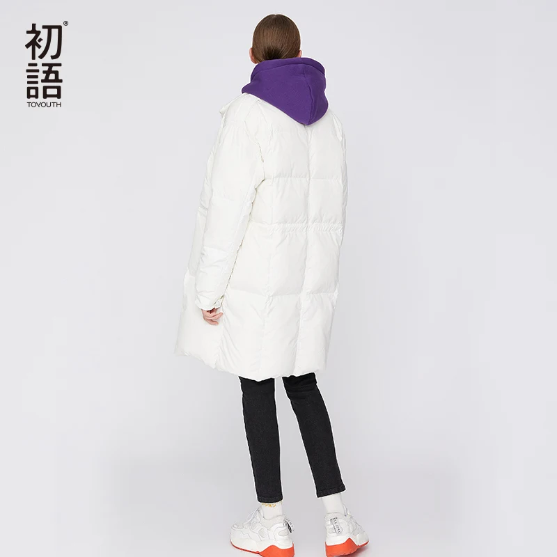 Toyouth Women Duck Down Winter Coat Warm Puffer Coat Ladies Down Filled Coat Thickening Mujer Snow Casual Outerwear